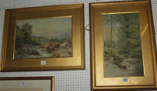Charles Jones Way (1834-1919), watercolour, Wooded river landscape and another (2)(-)